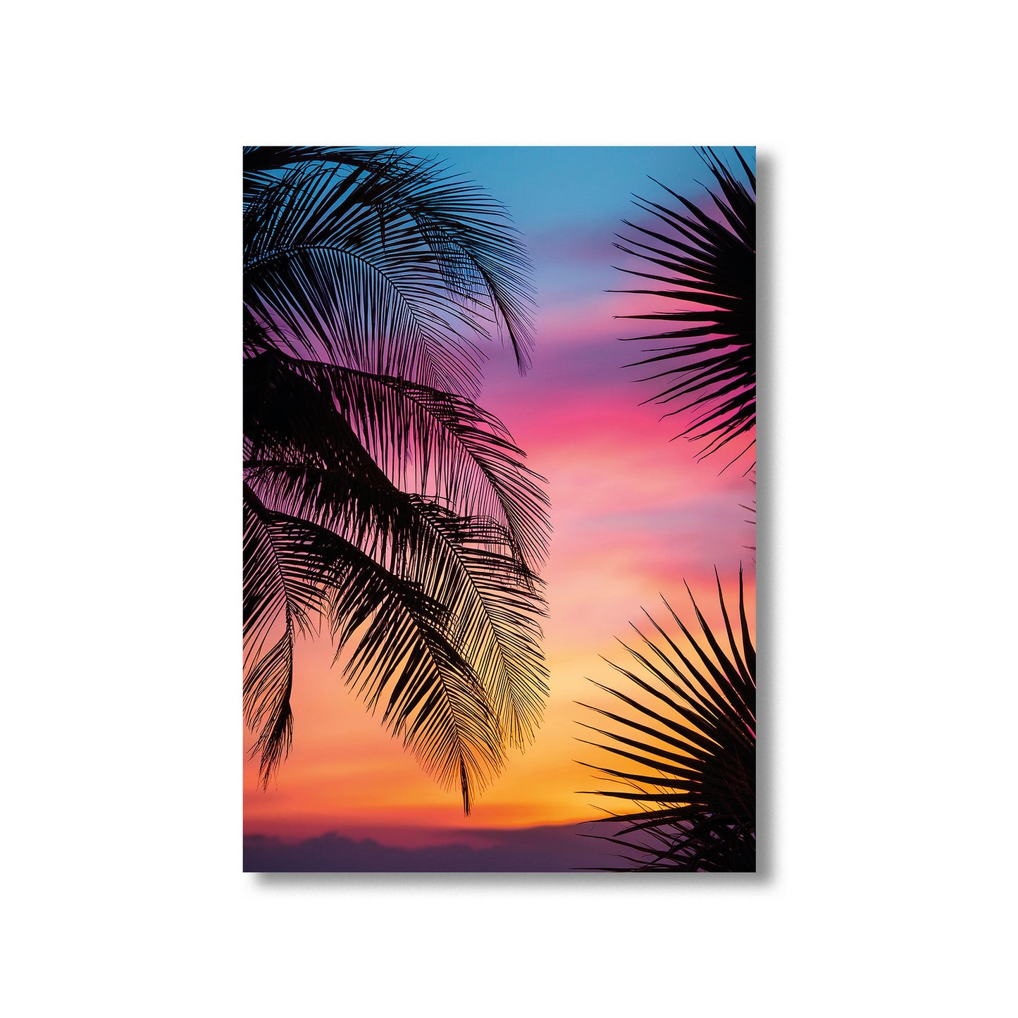 Tropical Palm Leaves Wall Art Print – Digital Download PDF | Modern Bathroom Decor | Green Botanical Poster