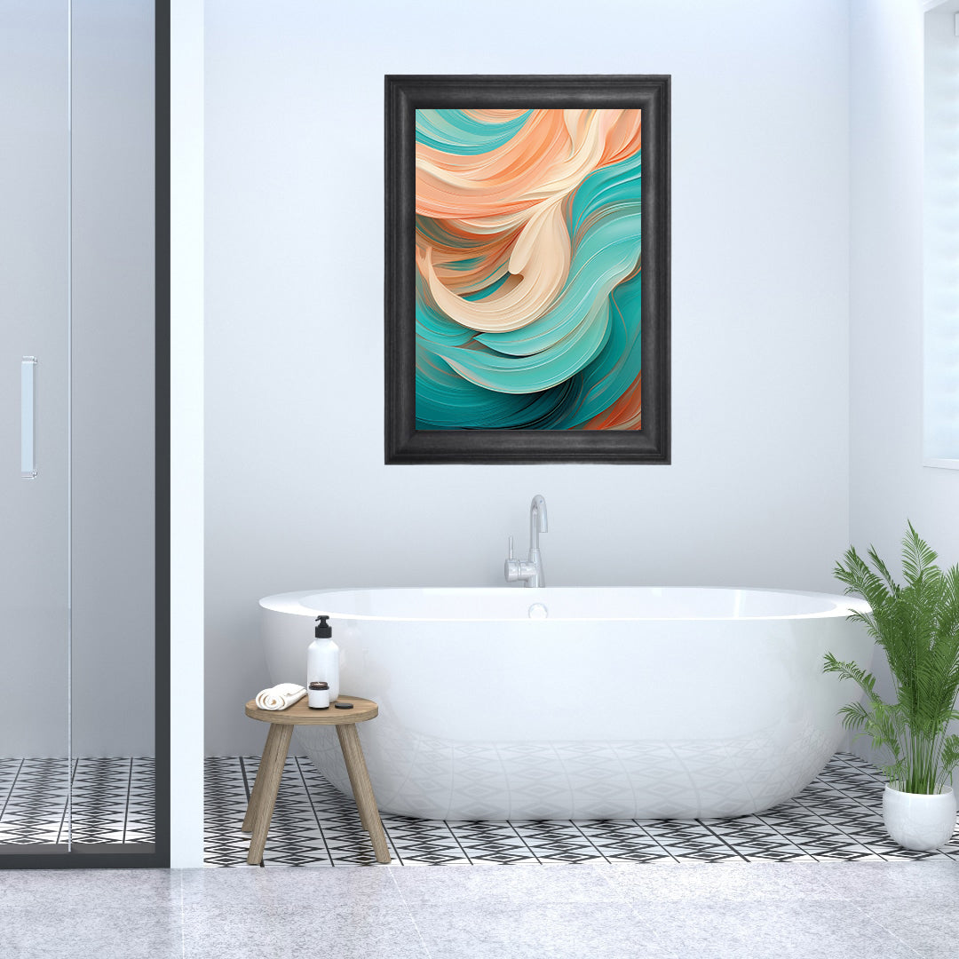 Minimalist circle ocean waves wall art print – modern digital download for bathroom decor