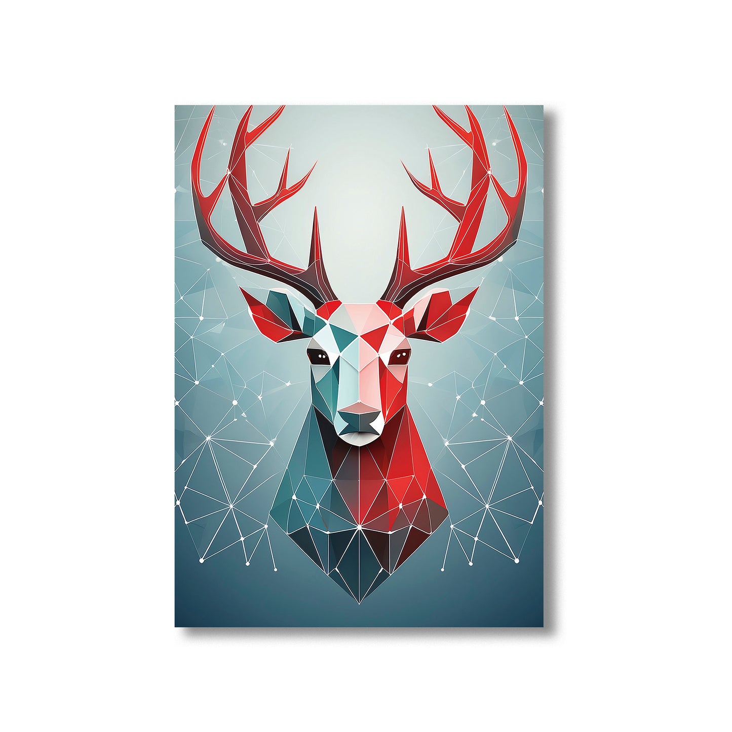 Geometric Reindeer Christmas Card – polygon reindeer silhouette in modern minimalist winter style