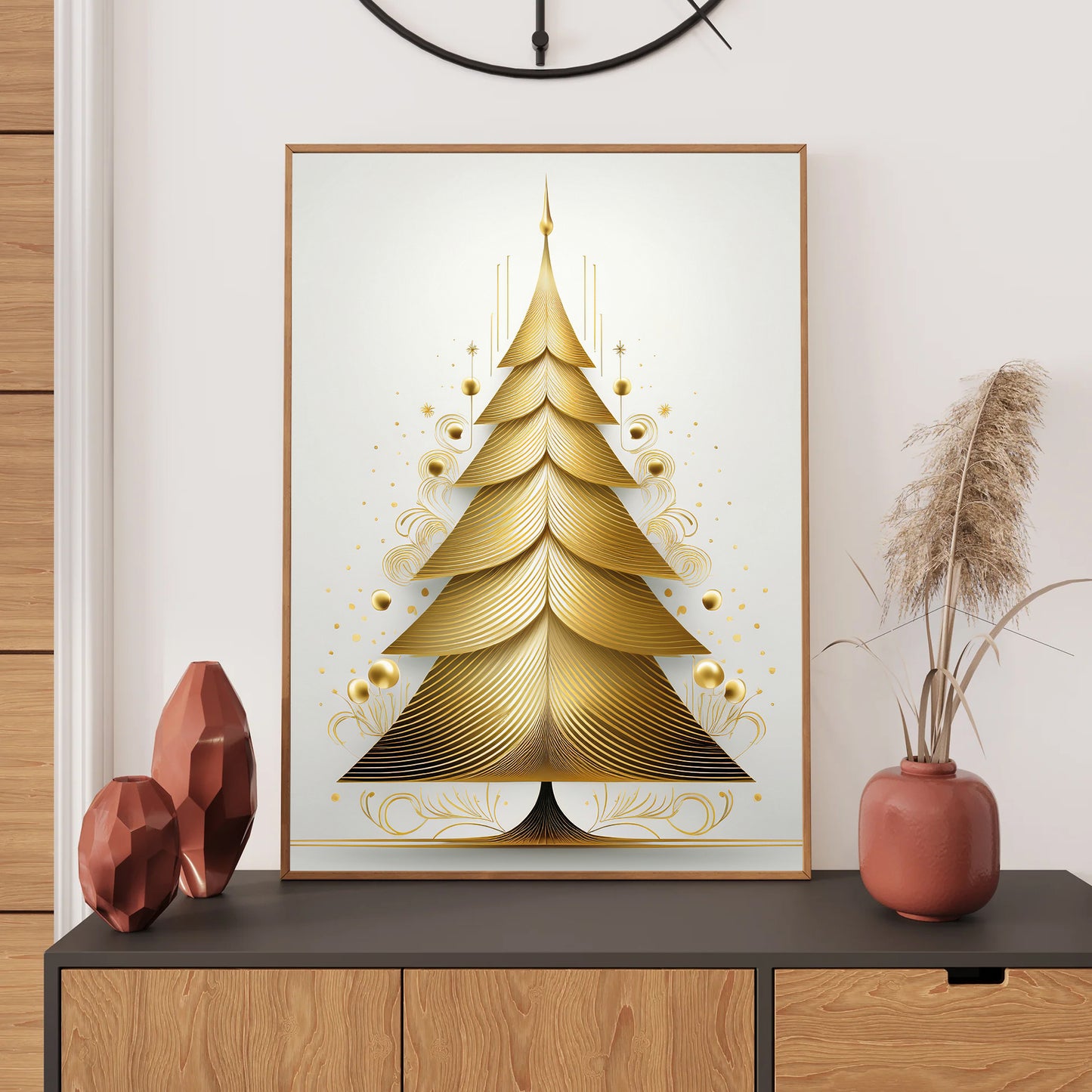 Minimalist Tree Silhouette Christmas Card – simple modern pine tree design in elegant winter style