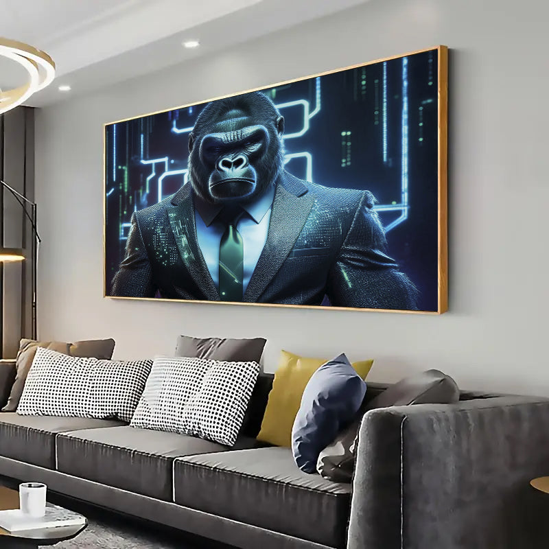 Gorilla in suit Wall Art Home Decor Print, Living room