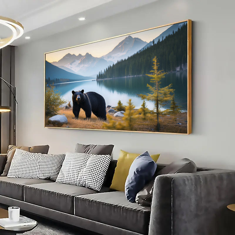 Wildlife Black Bear in the Forest Wall Art Print Home decor Poster, Living room