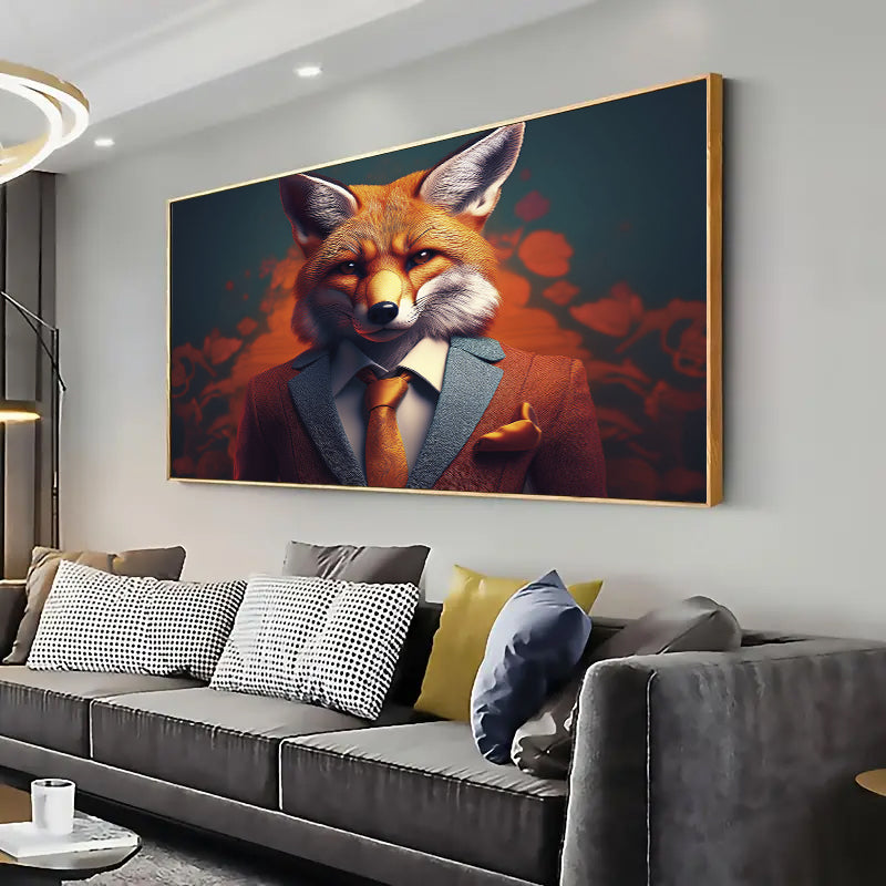 Fox in a suit Wall Art Print Home decor Poster, Living room