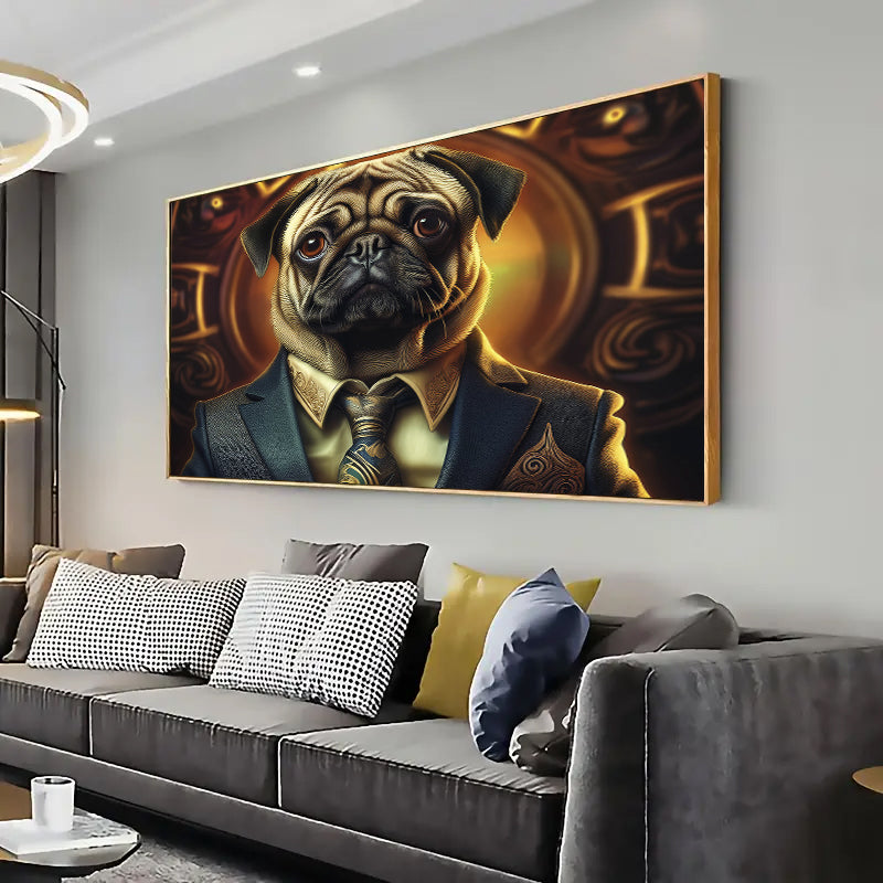 Pug in a suit Wall Art Print Home decor Poster, Living room
