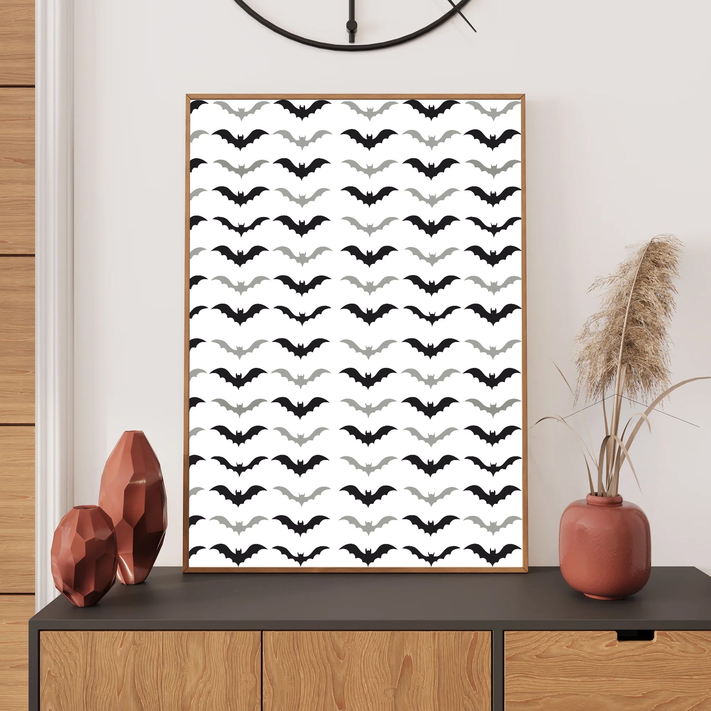 Halloween bat pattern art printable digital poster