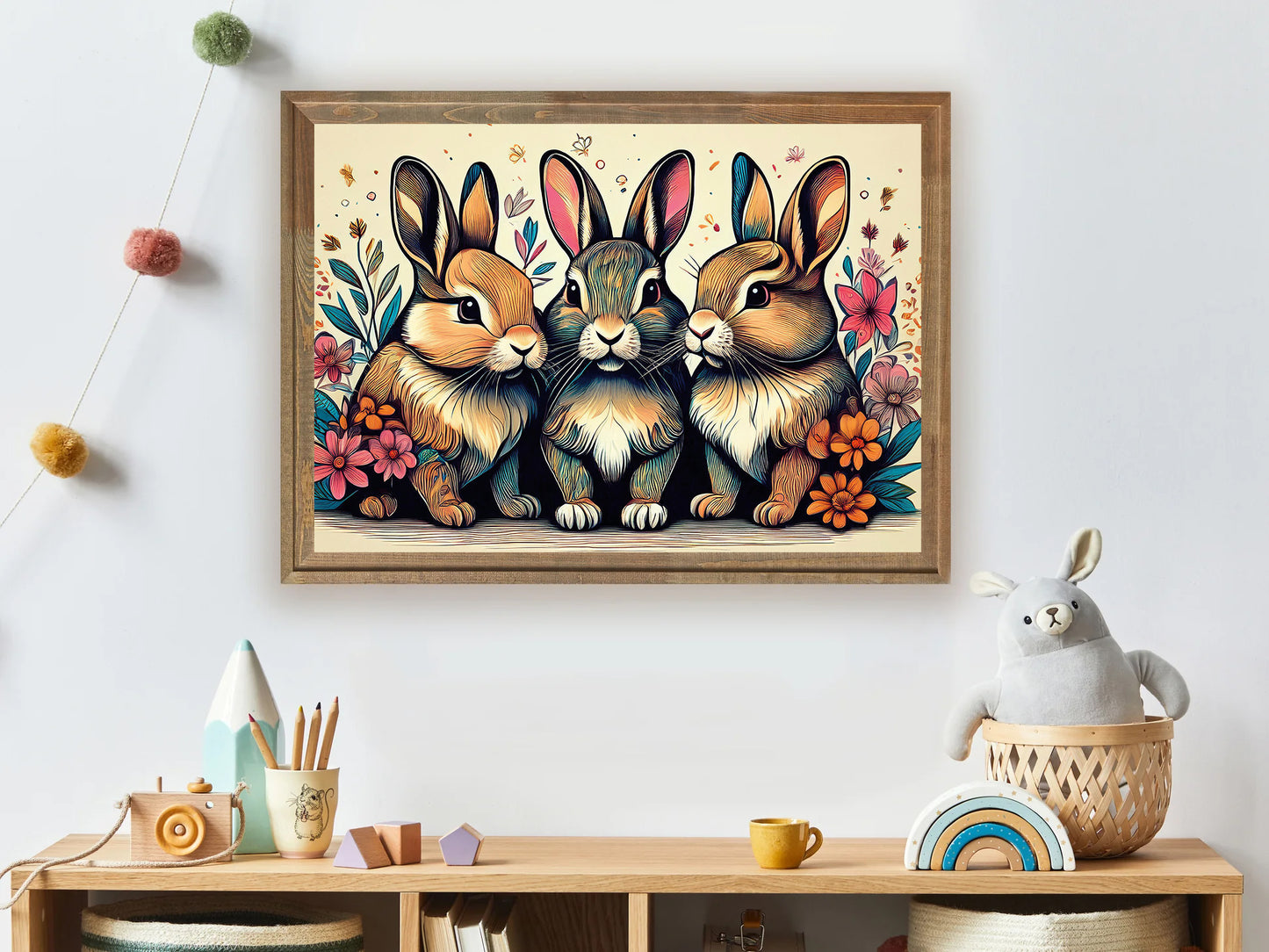 Bunny Nursery Wall Art Print Home decor Poster, Nursery Room