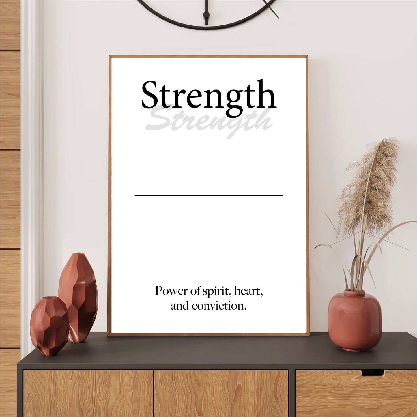Strength wall art digital download – printable minimalist quote for courage and inner power