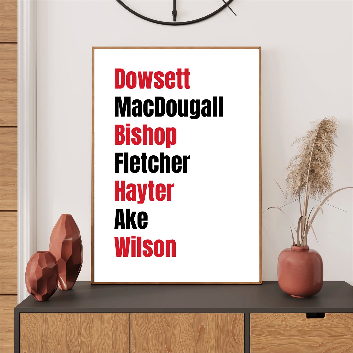 Bournemouth Legends Wall Art Print featuring Dowsett, MacDougall, Bishop, Fletcher, Hayter, Aké, and Wilson – Digital Download PDF Football Home Decor