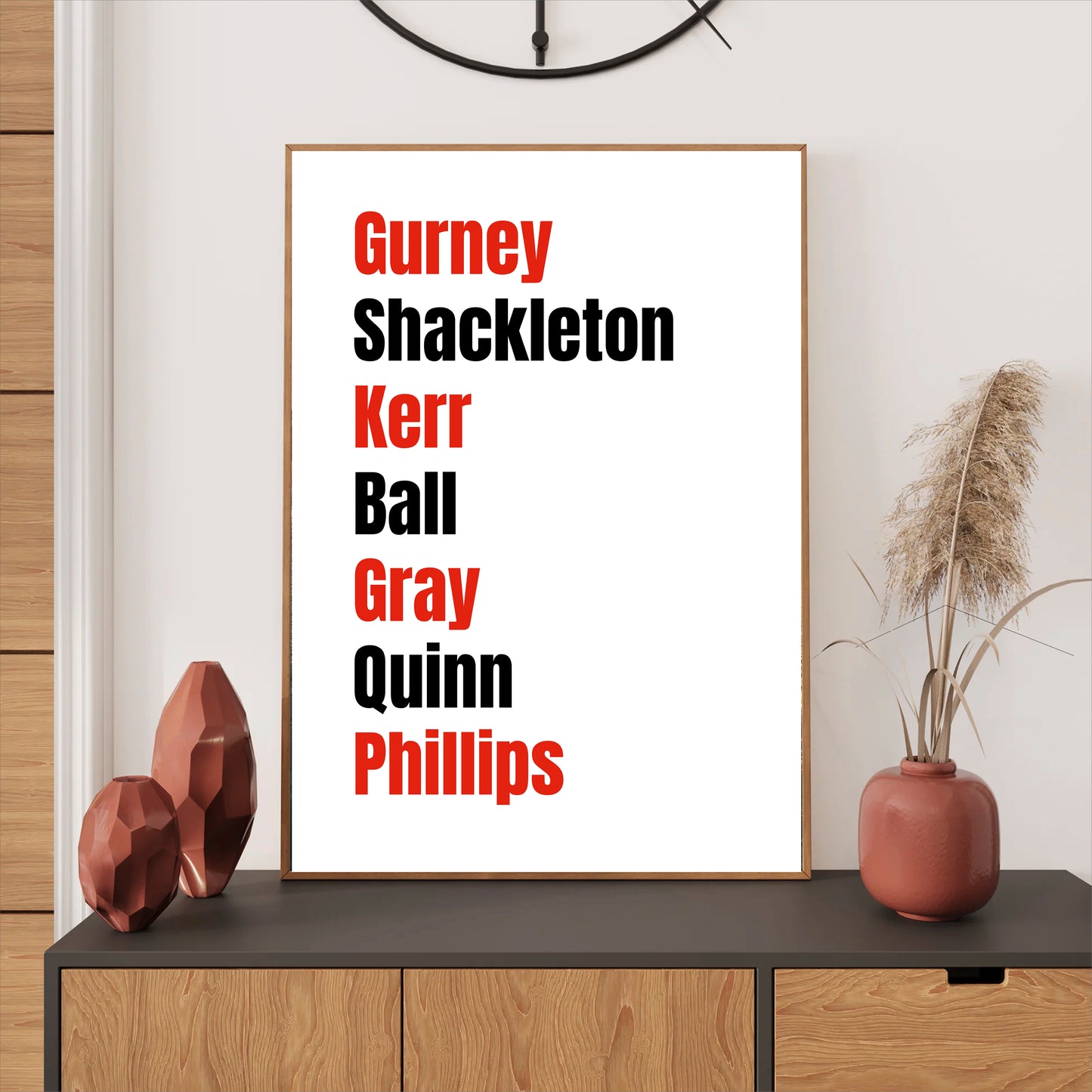 Sunderland Legends Wall Art Print featuring Gurney, Shackleton, Kerr, Ball, Gray, Quinn, and Phillips – Digital Download PDF Football Home Decor