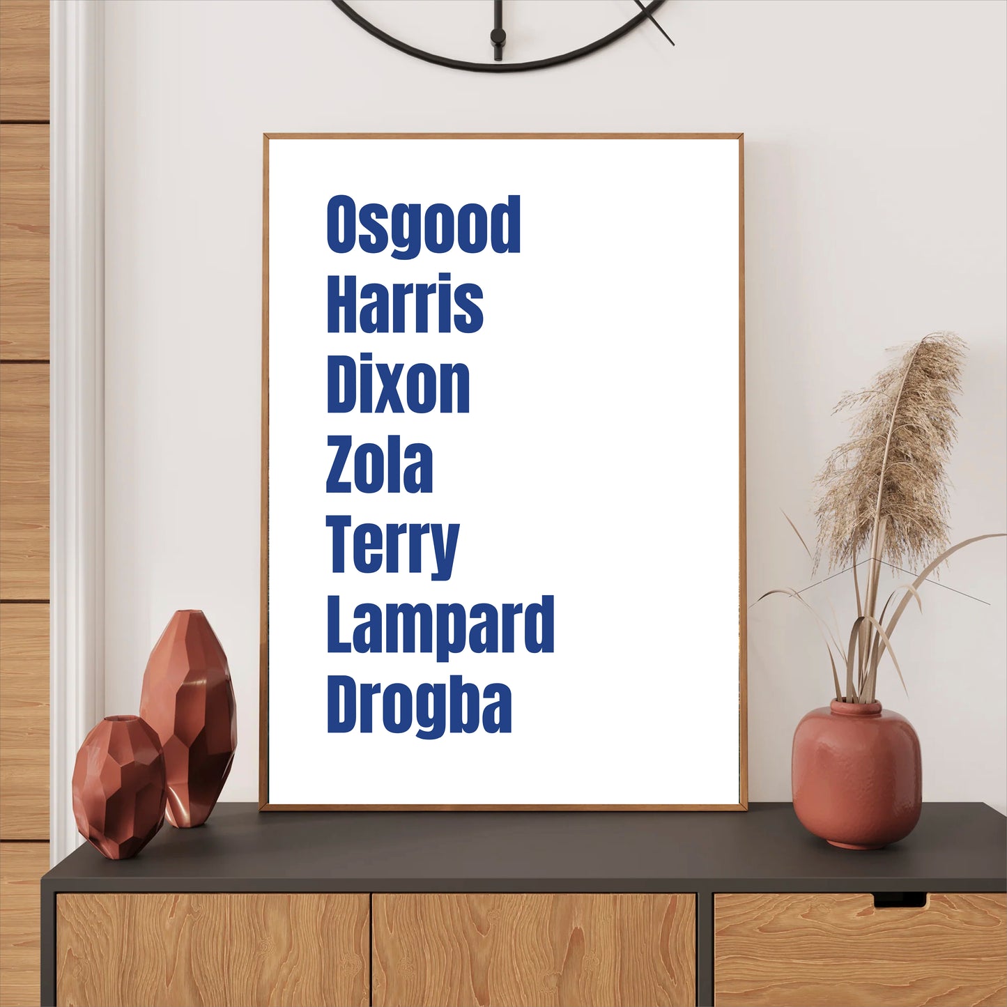 Chelsea Legends Wall Art Print featuring Osgood, Harris, Dixon, Zola, Terry, Lampard, and Drogba – Digital Download PDF Football Home Decor