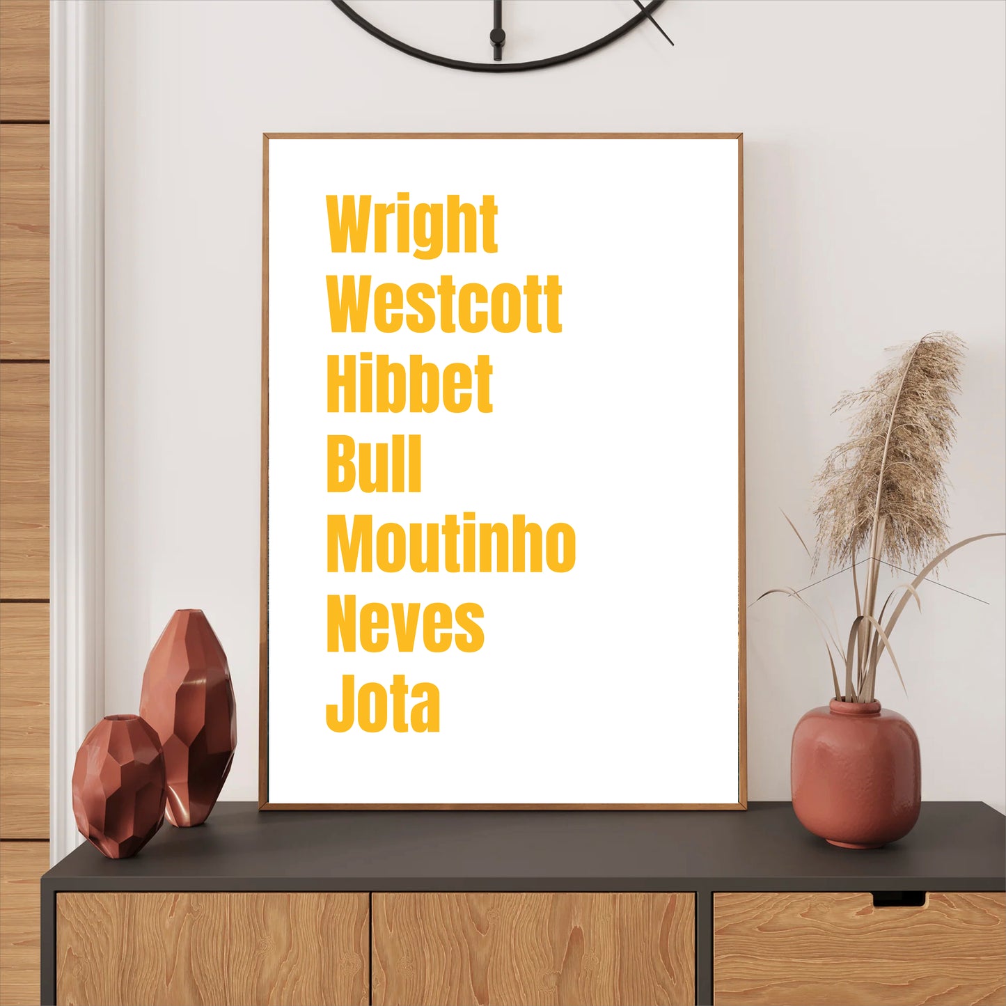 Wolverhampton Wanderers Legends Wall Art Print featuring Wright, Westcott, Hibbet, Bull, Moutinho, Neves, and Jota – Digital Download PDF Football Home Decor