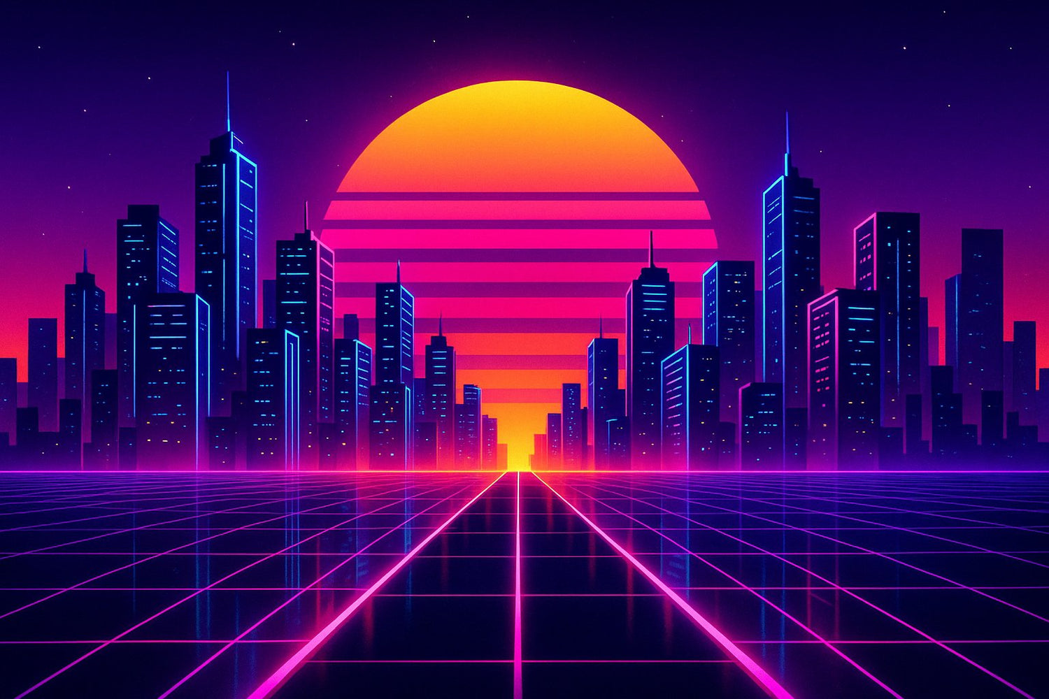 Neon Horizon Wall Art