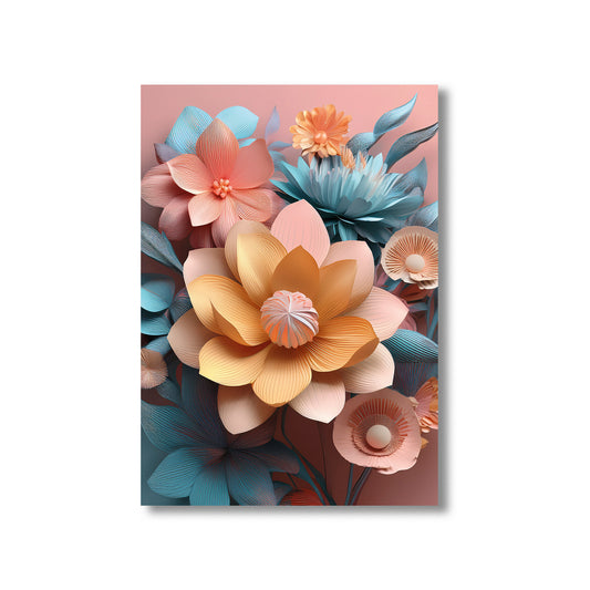 Colorful floral design on a pink background