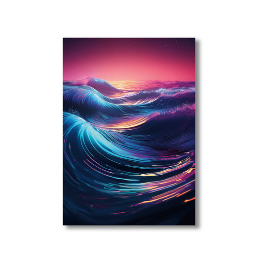 Futuristic wave design with vibrant colors on a white background