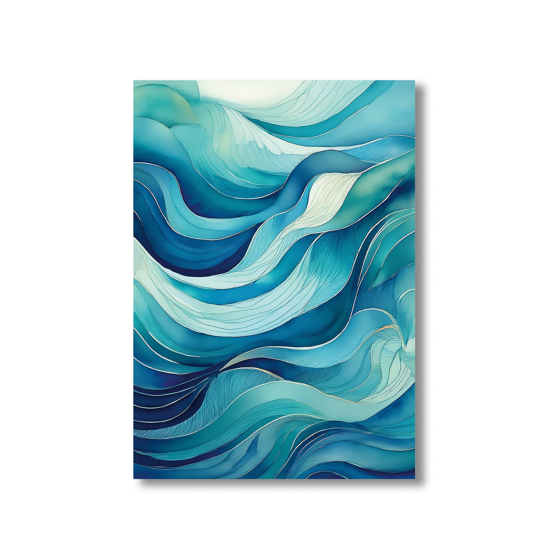 Watercolor ocean waves wall art print – calming digital download for bathroom or coastal decor