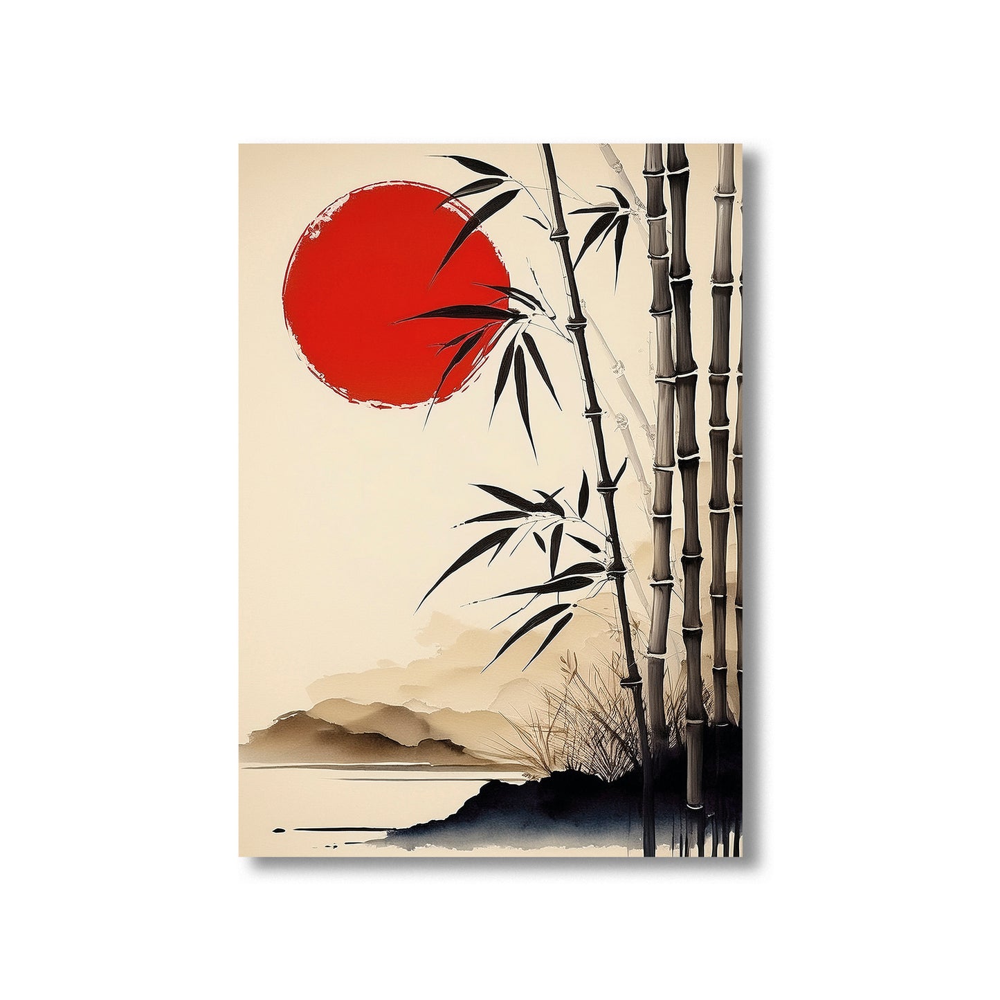 Japanese bamboo zen wall art print – minimalist digital download for bathroom or spa decor