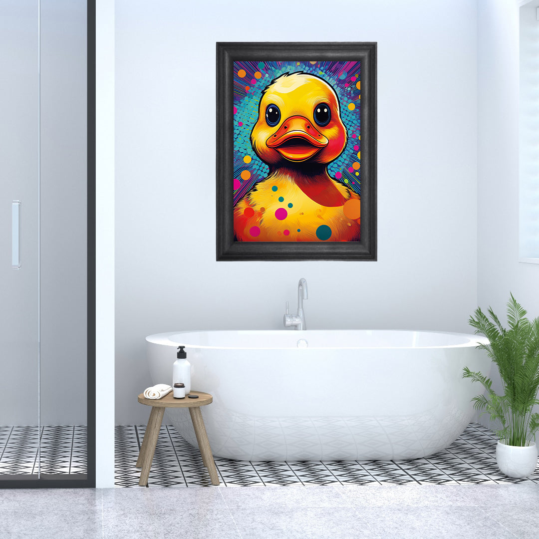 Rubber duck pop art wall art print – vibrant digital download for bathroom decor