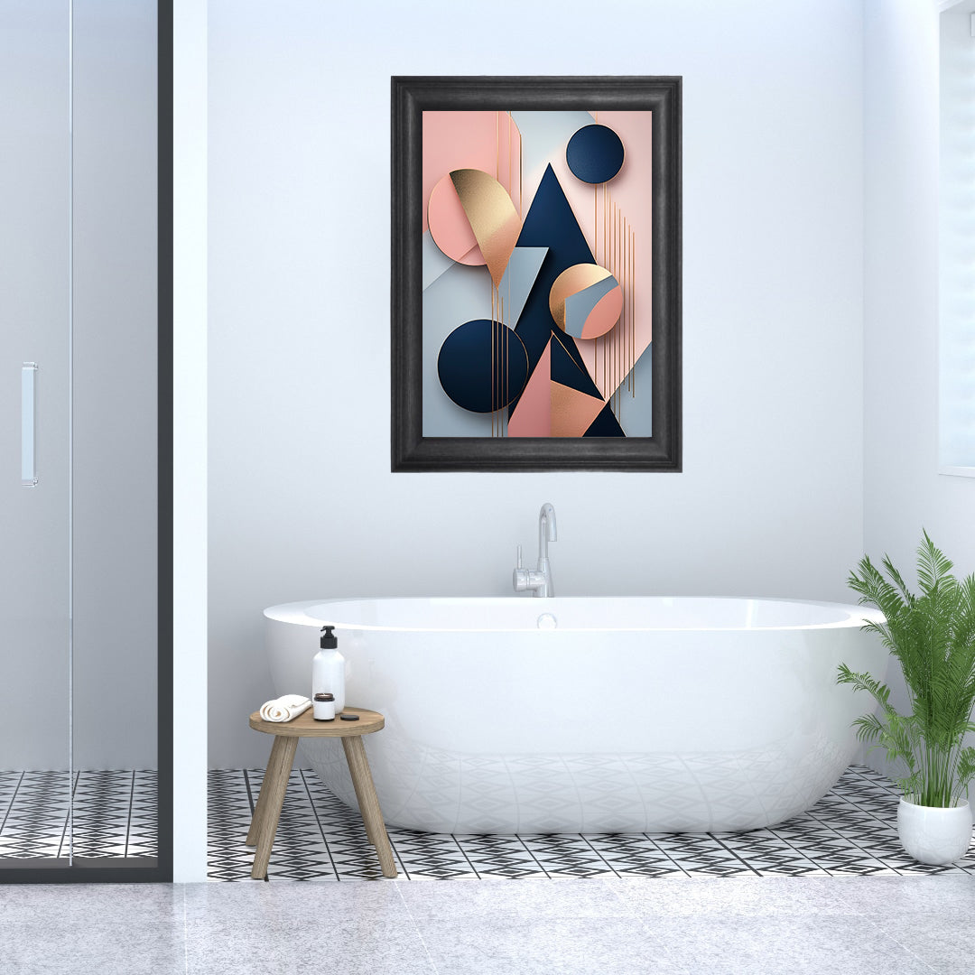 Abstract geometric shapes wall art print – modern digital download for bathroom decor