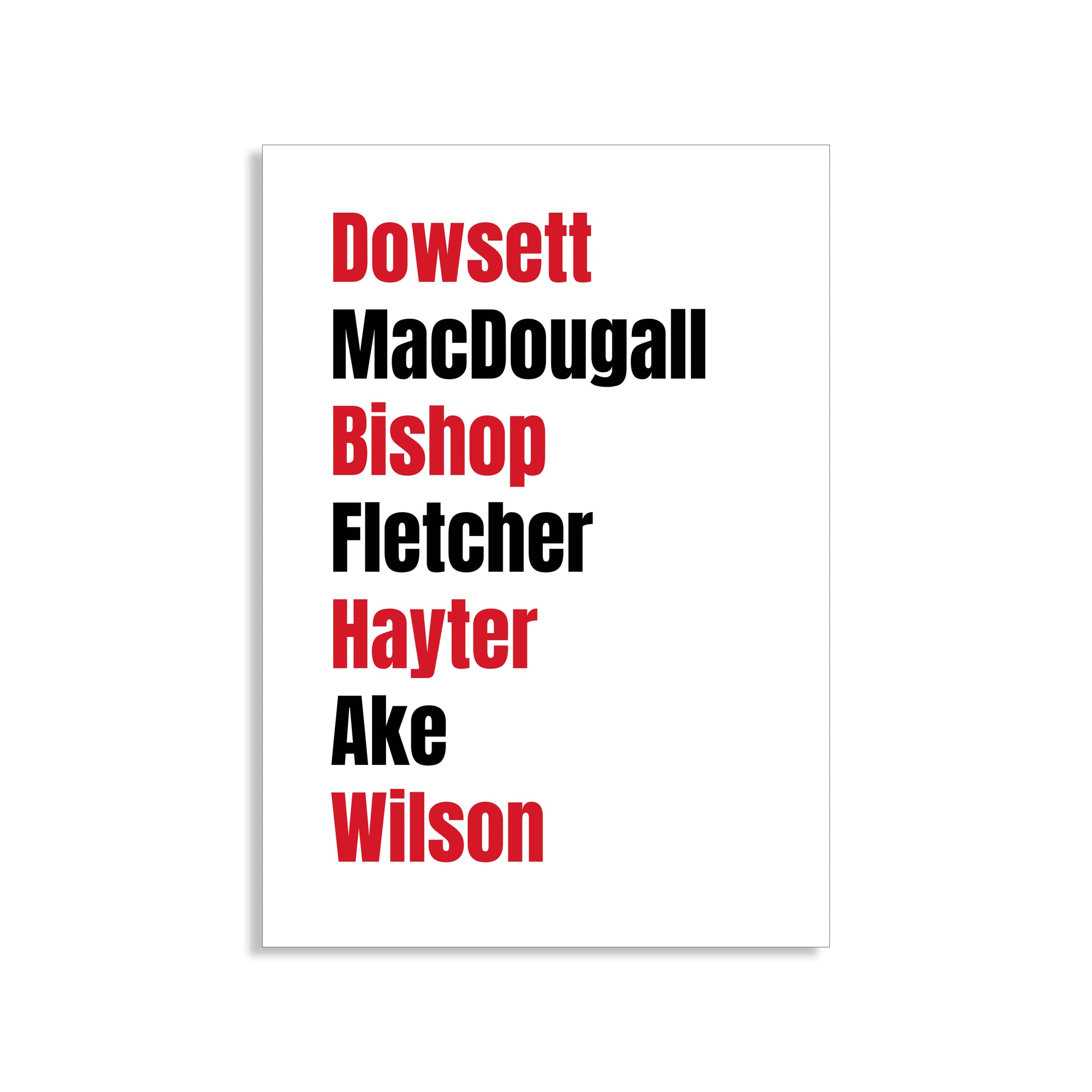Bournemouth Legends Wall Art Print featuring Dowsett, MacDougall, Bishop, Fletcher, Hayter, Aké, and Wilson – Digital Download PDF Football Home Decor