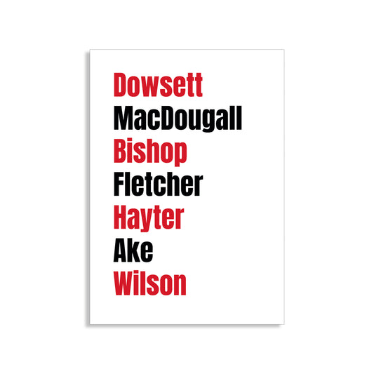 Bournemouth Legends Wall Art Print featuring Dowsett, MacDougall, Bishop, Fletcher, Hayter, Aké, and Wilson – Digital Download PDF Football Home Decor