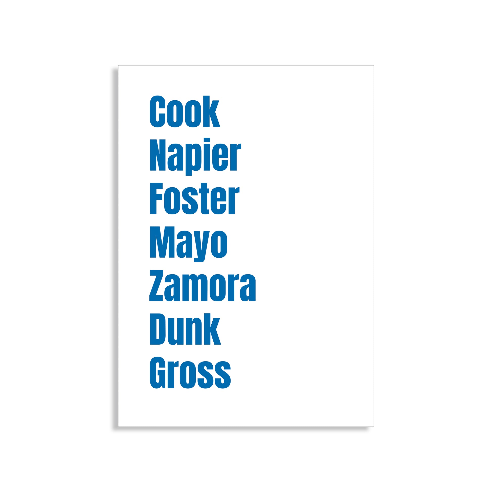 Brighton Legends Wall Art Print featuring Cook, Napier, Foster, Mayo, Zamora, Dunk, and Groß – Digital Download PDF Football Home Decor