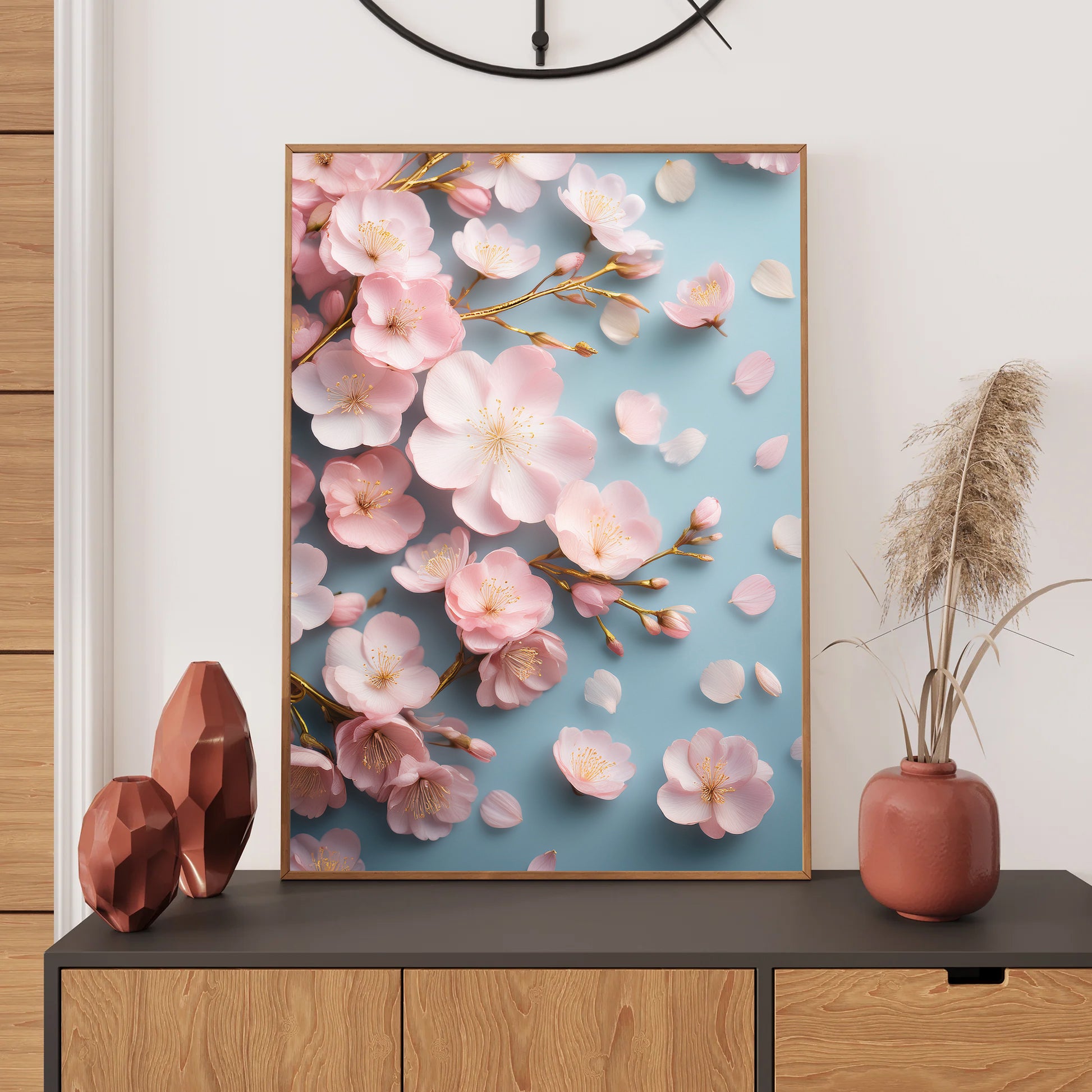 Cherry Blossom Breeze Wall Art Print – Digital Download Japanese Floral Decor