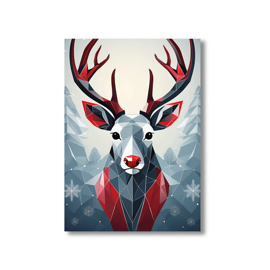 Geometric Reindeer Christmas Card – polygon reindeer silhouette in modern minimalist winter style