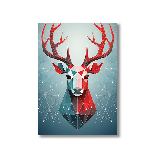 Geometric Reindeer Christmas Card – polygon reindeer silhouette in modern minimalist winter style