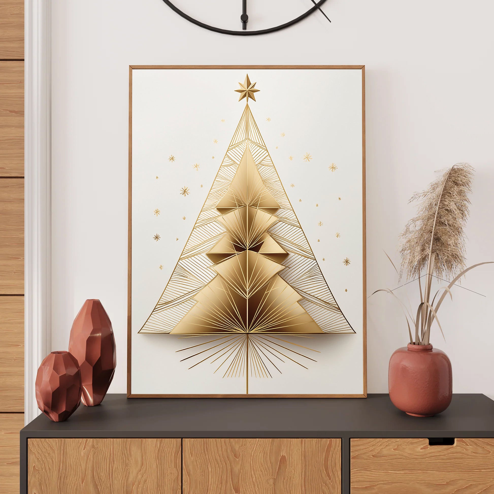 Minimalist Tree Silhouette Christmas Card – simple modern pine tree design in elegant winter style