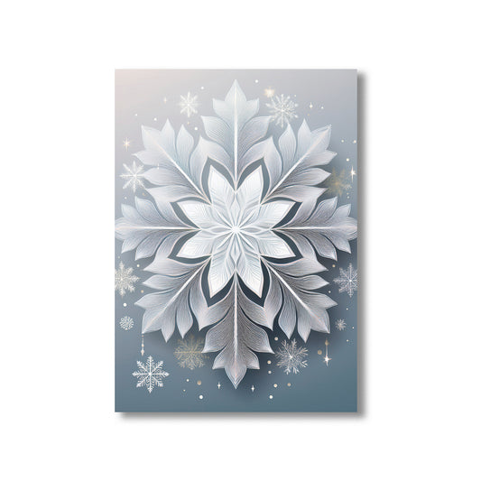 Abstract Snowflakes Christmas Card – bold geometric snowflake design in modern winter style