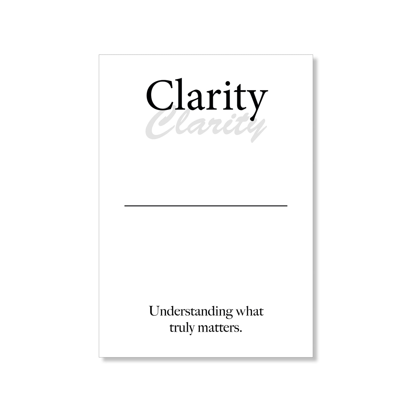 Clarity wall art digital download – printable minimalist quote for focus and simplicity