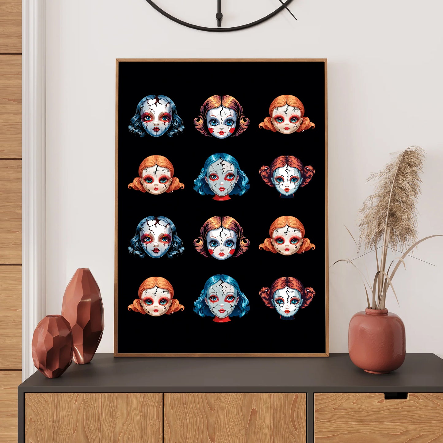 Halloween doll face scary printable artwork