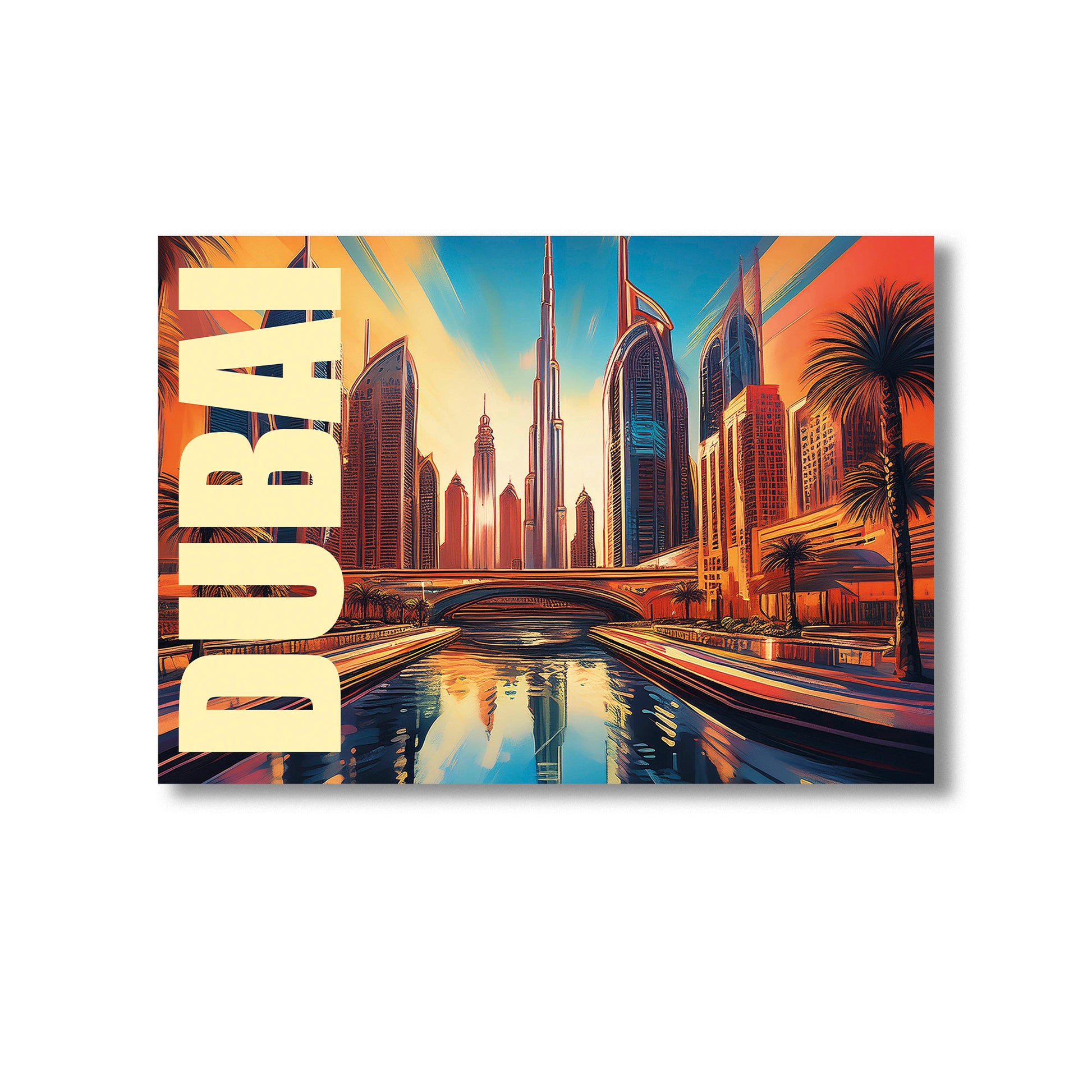 Striking digital graffiti-style wall art print of Dubai showcasing futuristic skyscrapers, Burj Khalifa, and vibrant desert cityscape with bold urban street art flair — perfect for instant digital download, Dubai-themed decor, modern travel prints, and Middle Eastern wall art.