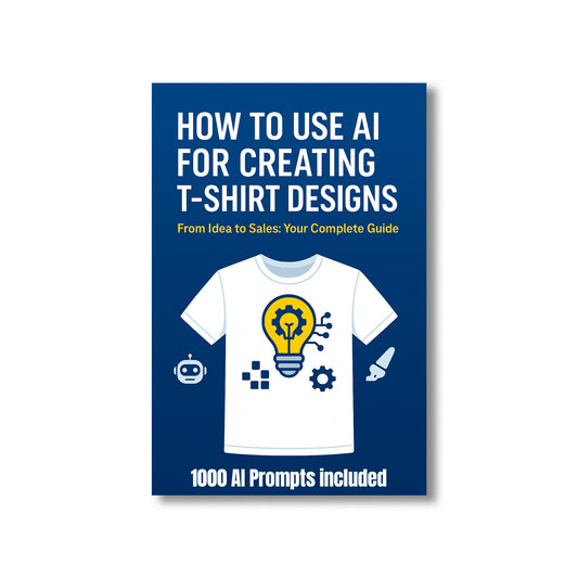 AI-generated T-shirt designs ebook with 1,000 prompts for beginners and POD guide