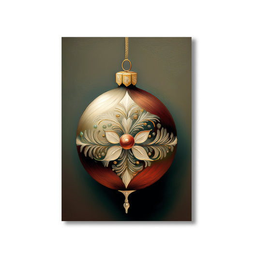 Oil painting of single Christmas ornament glowing softly