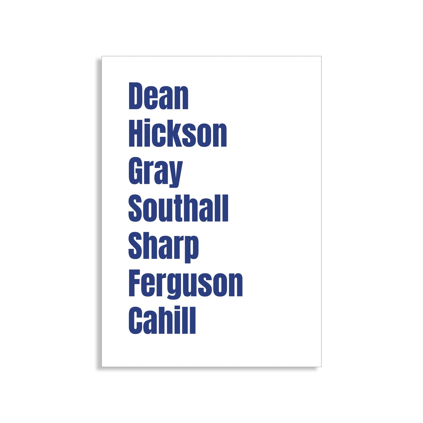 Everton Legends Wall Art Print featuring Dean, Hickson, Gray, Southall, Sharp, Ferguson, and Cahill – Digital Download PDF Football Home Decor
