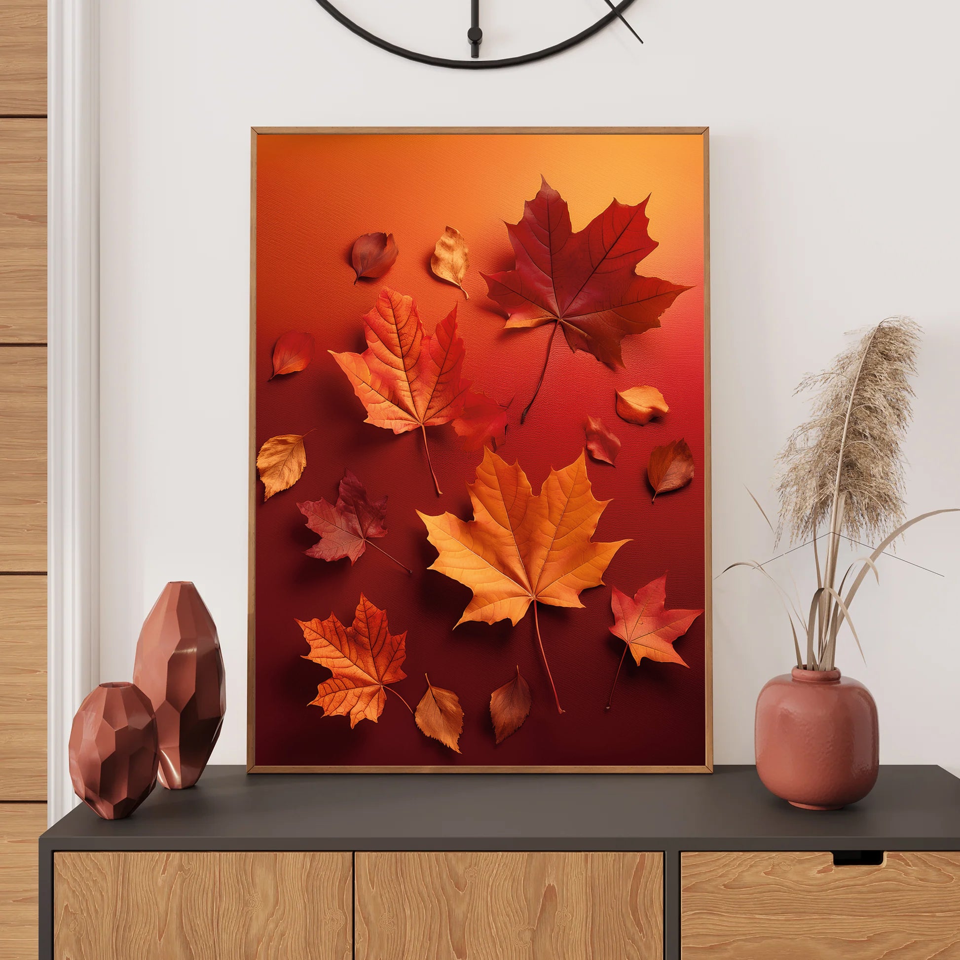 Autumn Falling Leaves Wall Art Print – Digital Download Seasonal Nature Decor