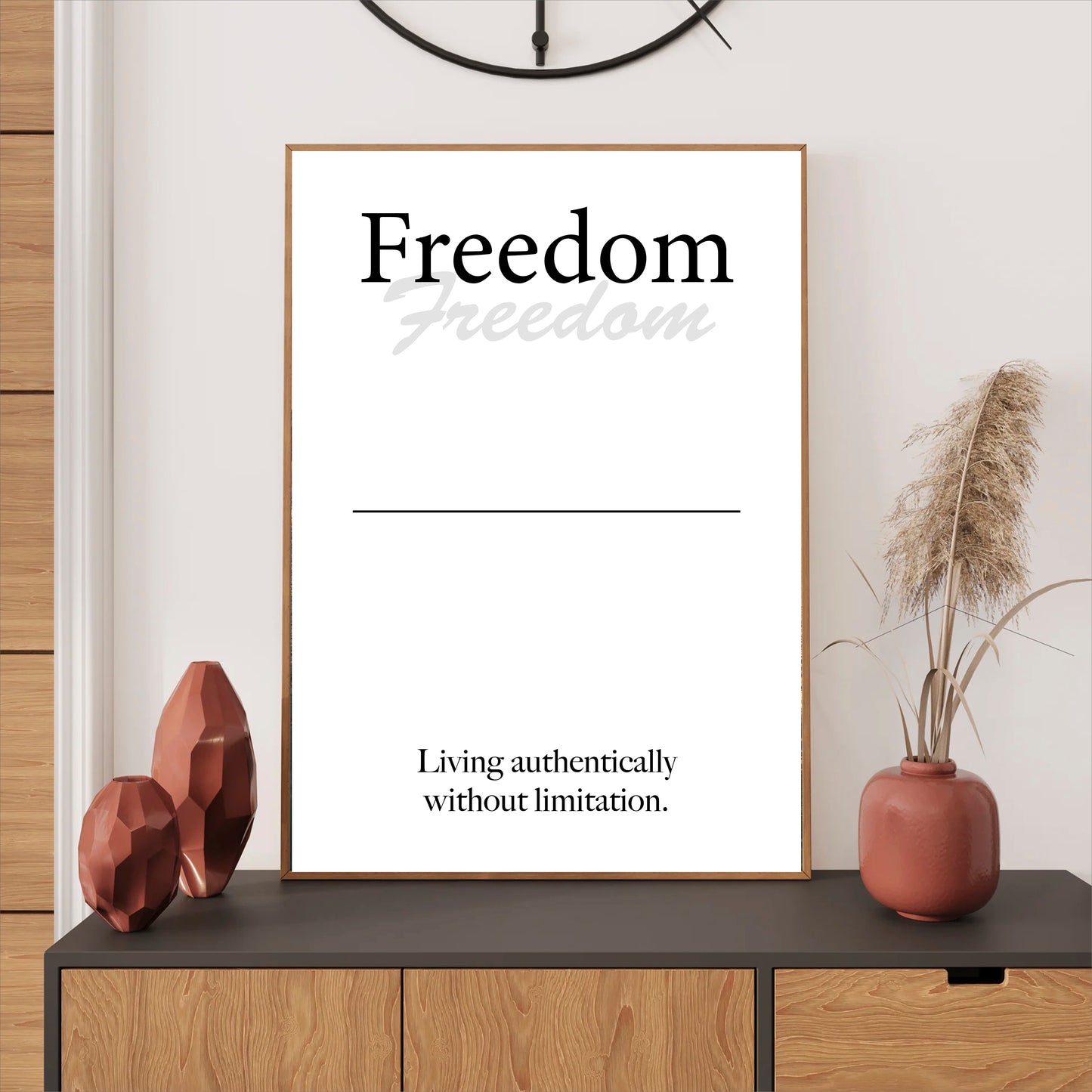 Freedom wall art digital download – printable minimalist quote for authenticity and courage