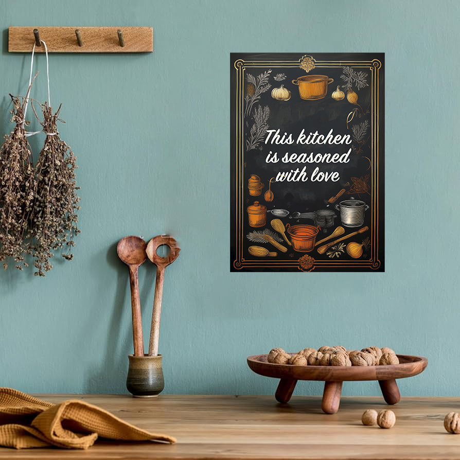 Chalkboard typography cooking quote printable wall art for rustic kitchen decor