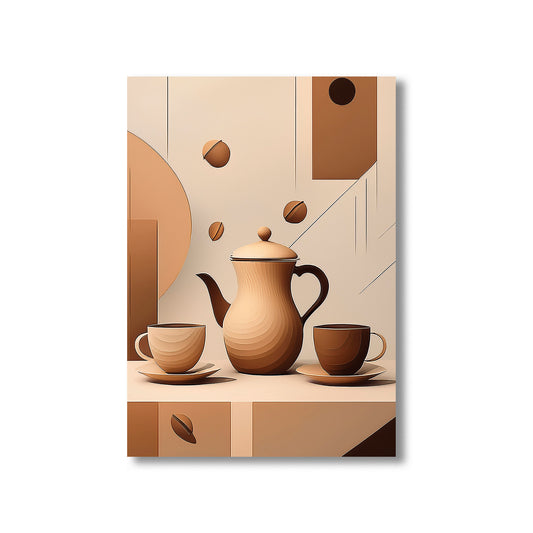 Scandinavian minimalist coffee pot wall art printable in neutral tones