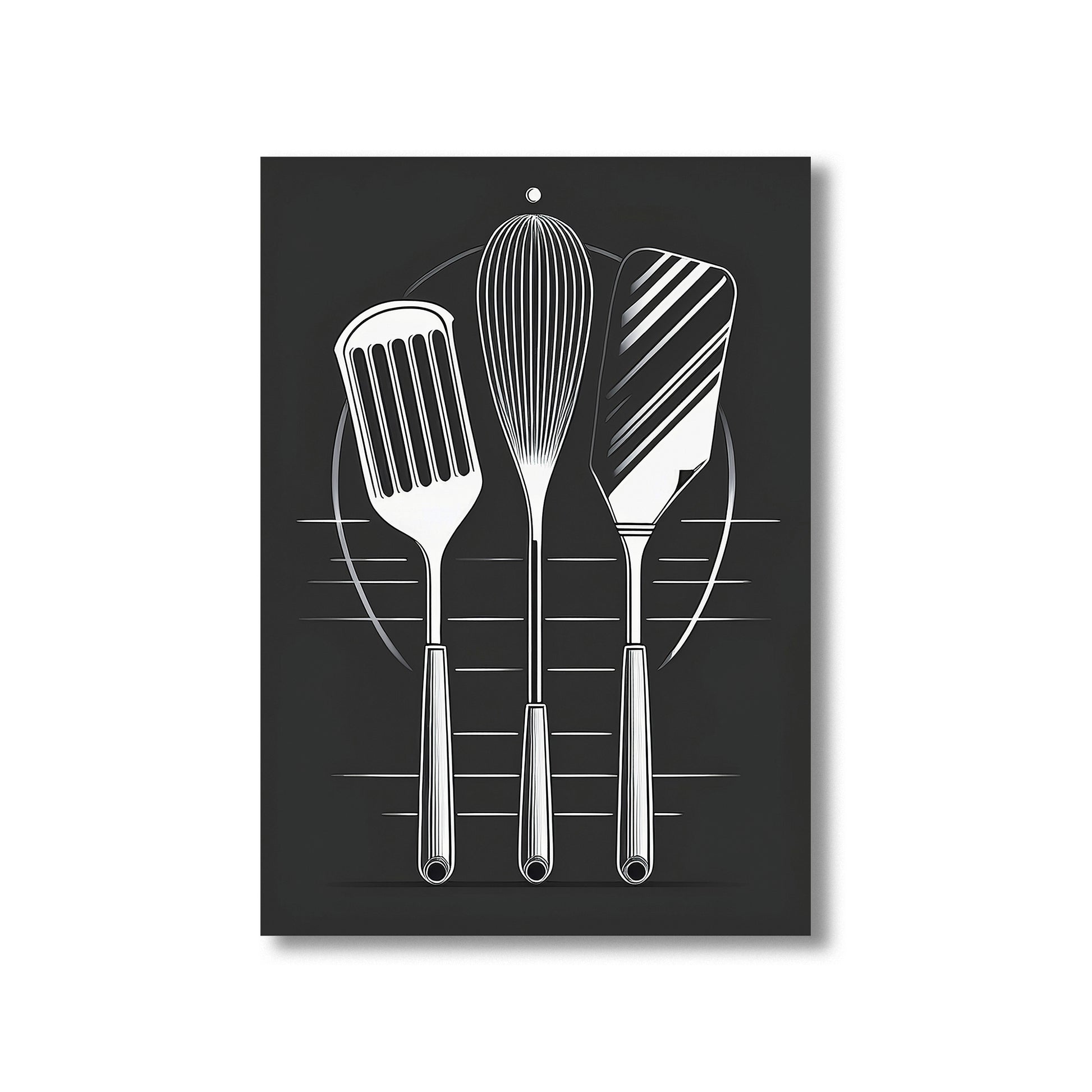 Industrial black and white kitchen tools printable wall art for modern kitchen decor