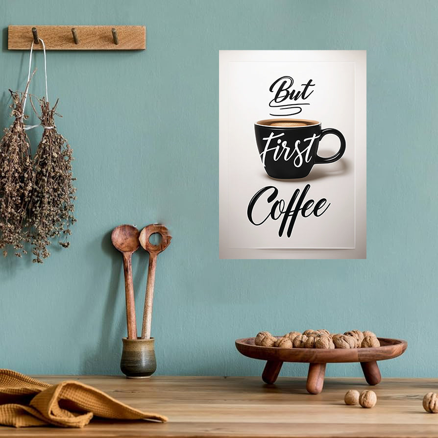“But First Coffee” Typography Print – Digital Download PDF | Modern Kitchen Wall Art Printable