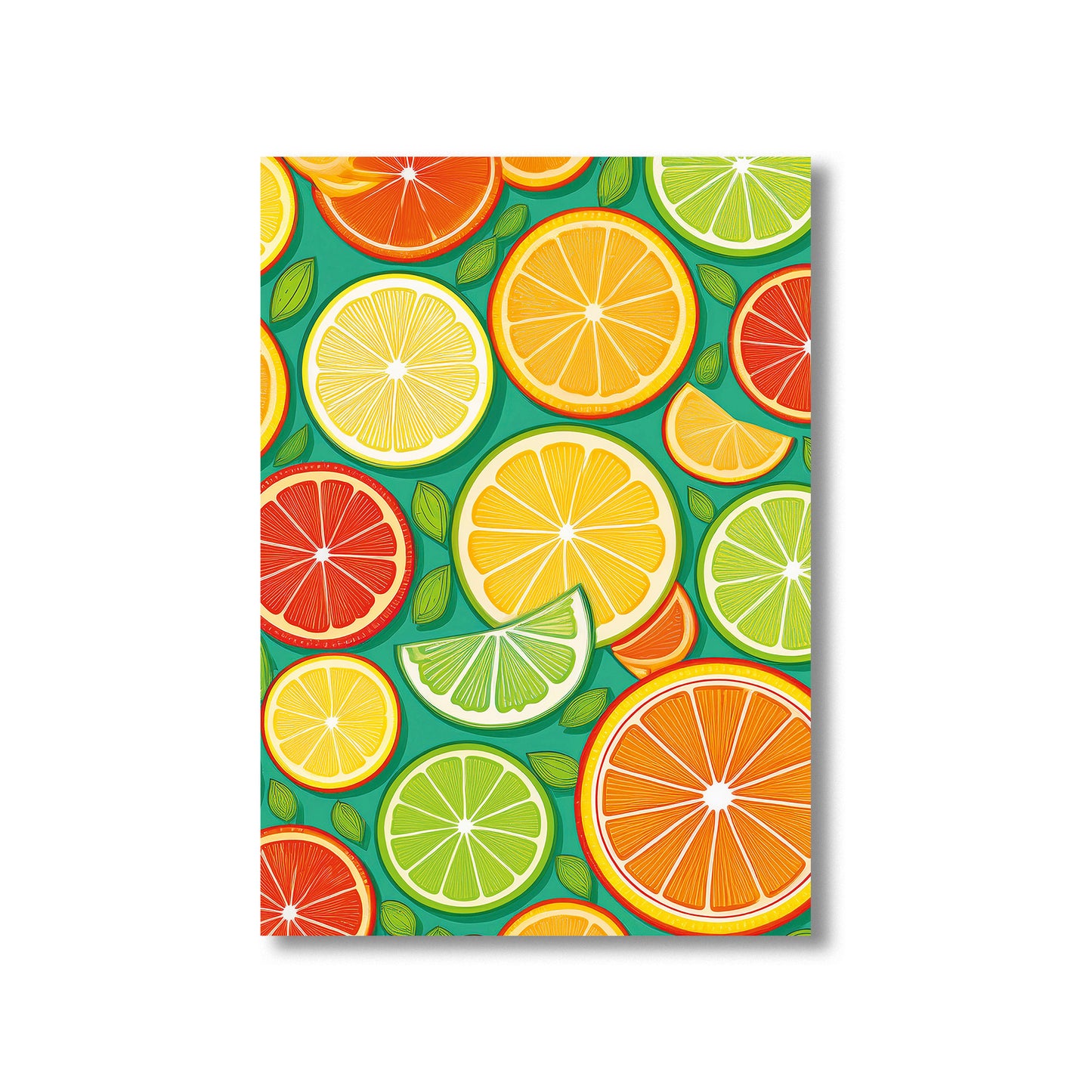 Lemon botanical watercolor printable wall art with green leaves for bright kitchen decor