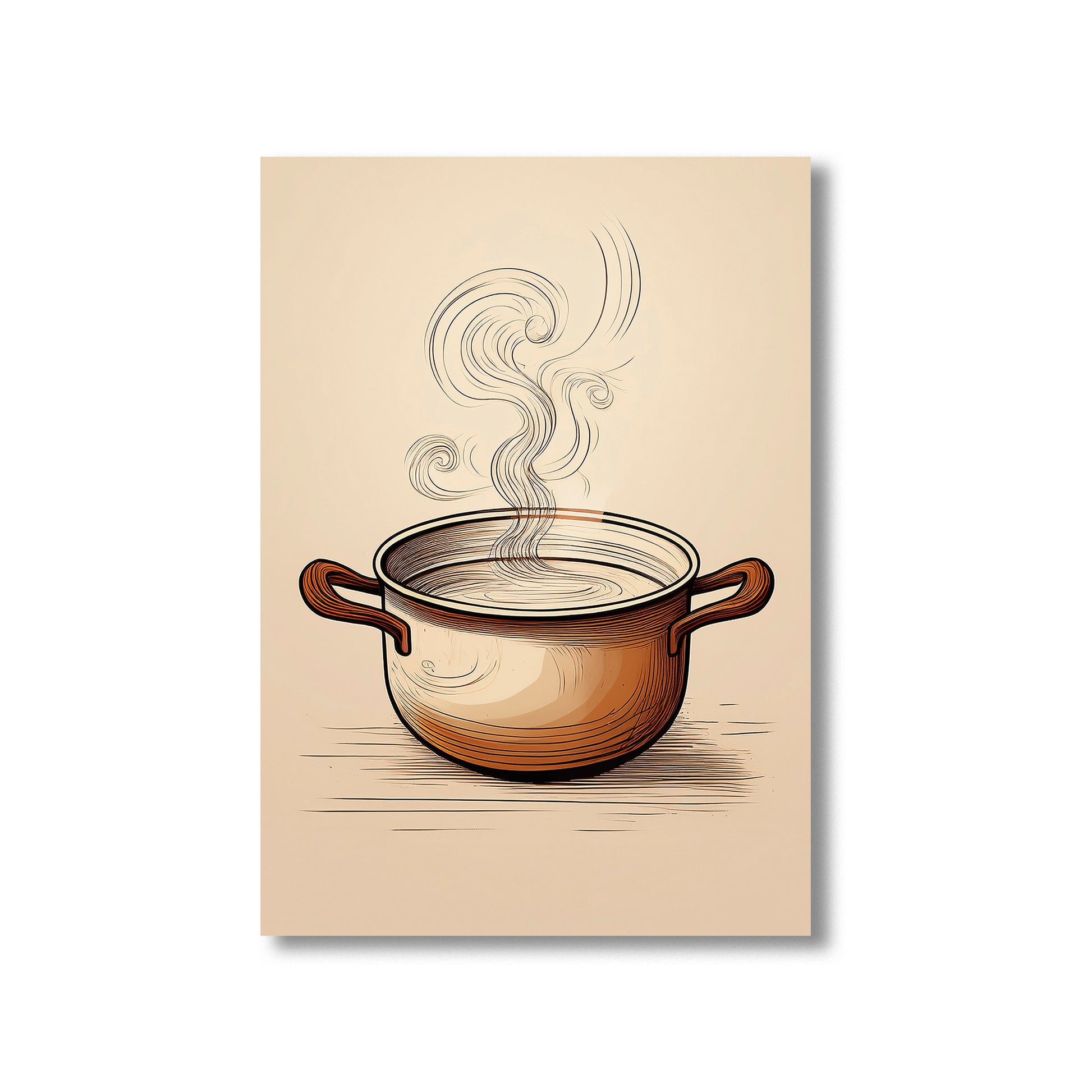 Illustration of a steaming pot on a beige background