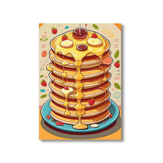 Playful pancake recipe illustration chart printable wall art for kitchen decor