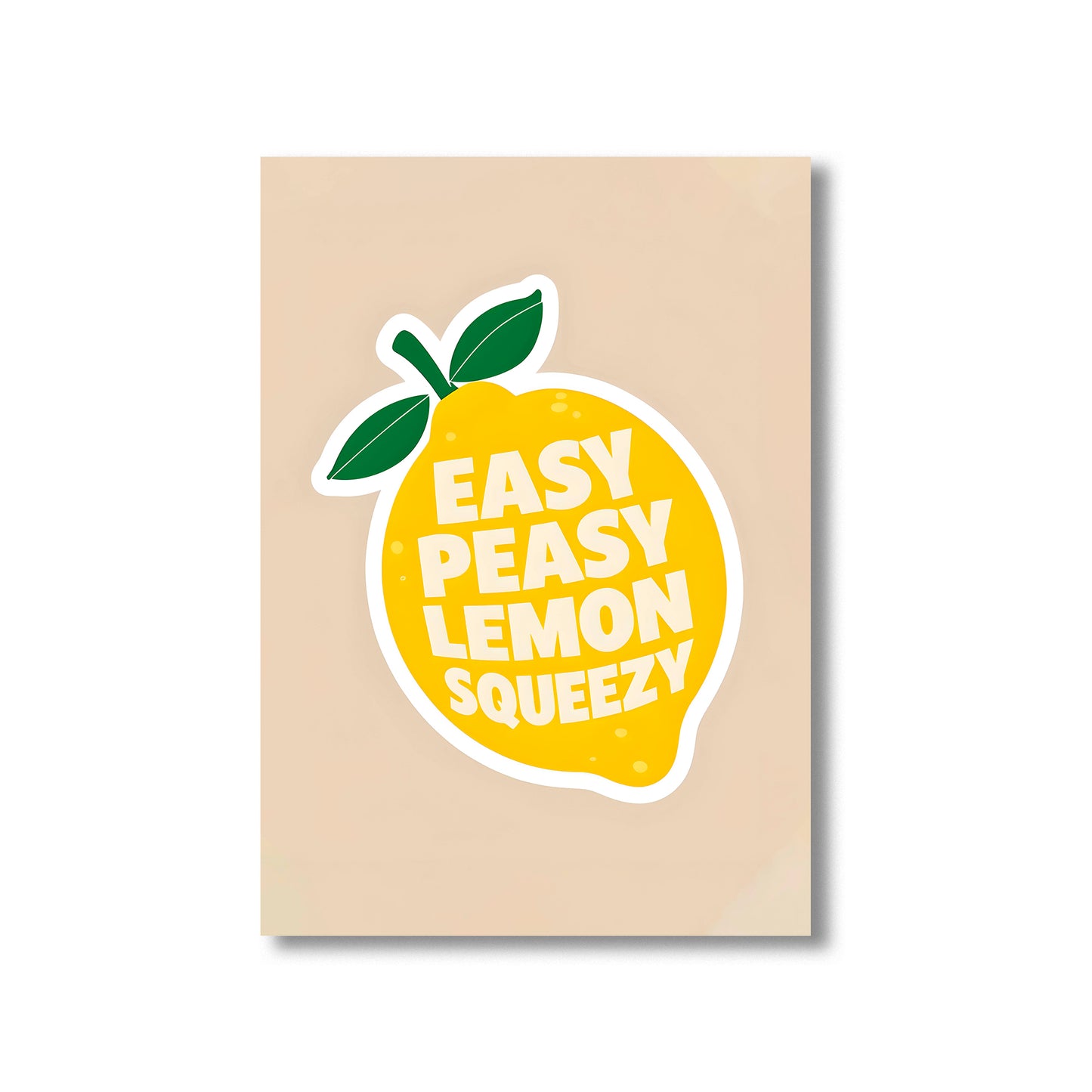 Funny kitchen wall art print with the phrase “Easy Peasy Lemon Squeezy,” perfect for kitchen and dining room decor digital download