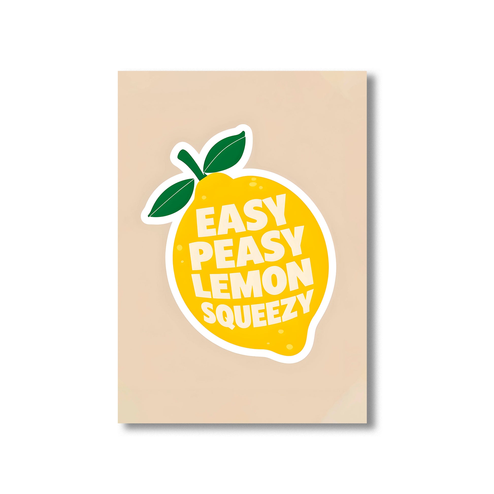 Funny kitchen wall art print with the phrase “Easy Peasy Lemon Squeezy,” perfect for kitchen and dining room decor digital download