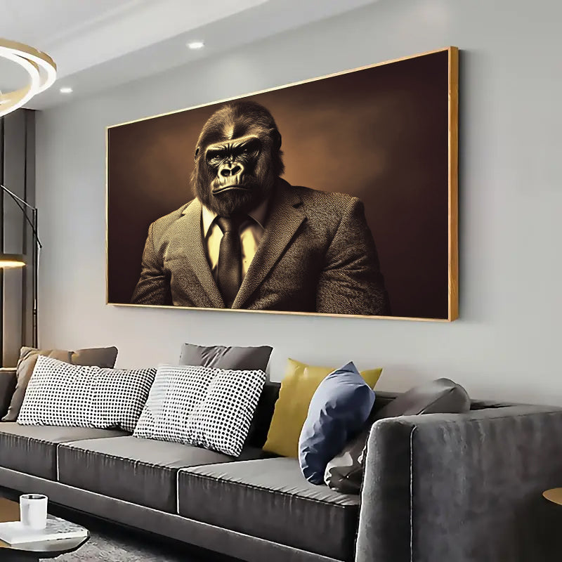 Gorilla in suit Wall Art Print Home decor Poster, Living room