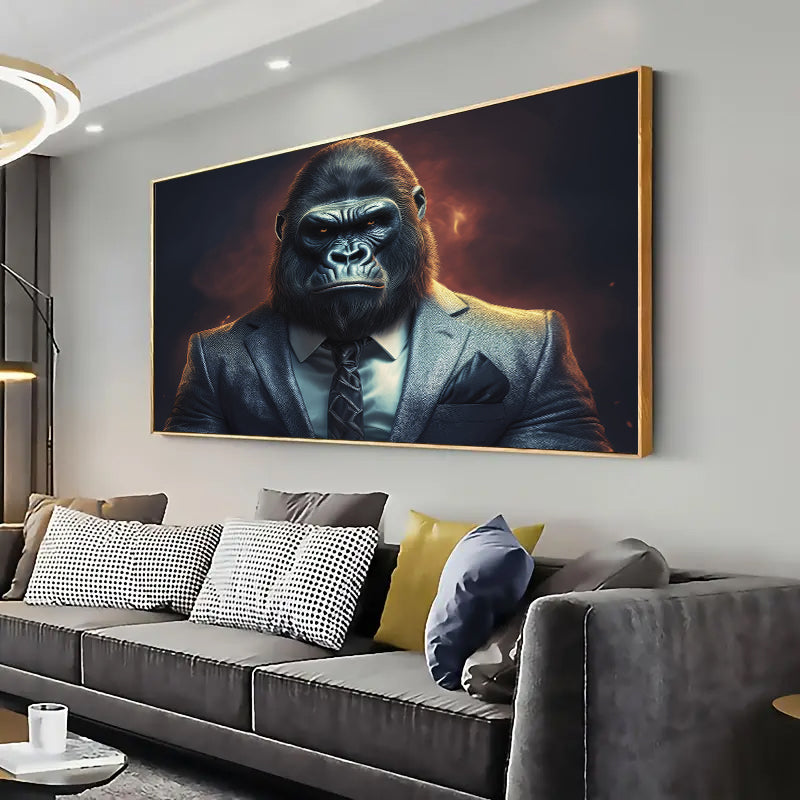 Gorilla in suit Wall Art Print Home decor Poster, Living room