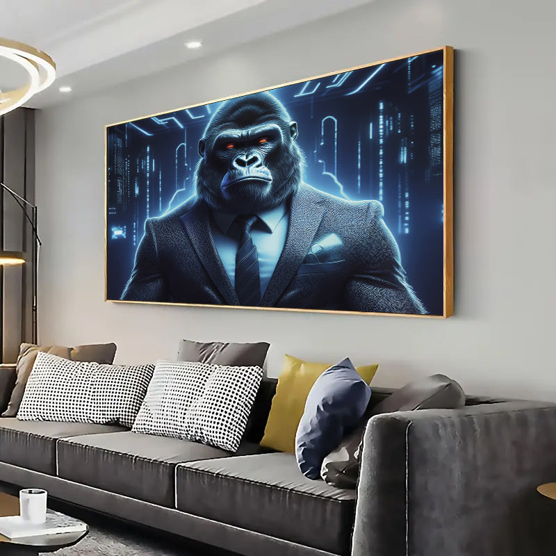 Gorilla in suit Wall Art Print Home decor Poster, Living room